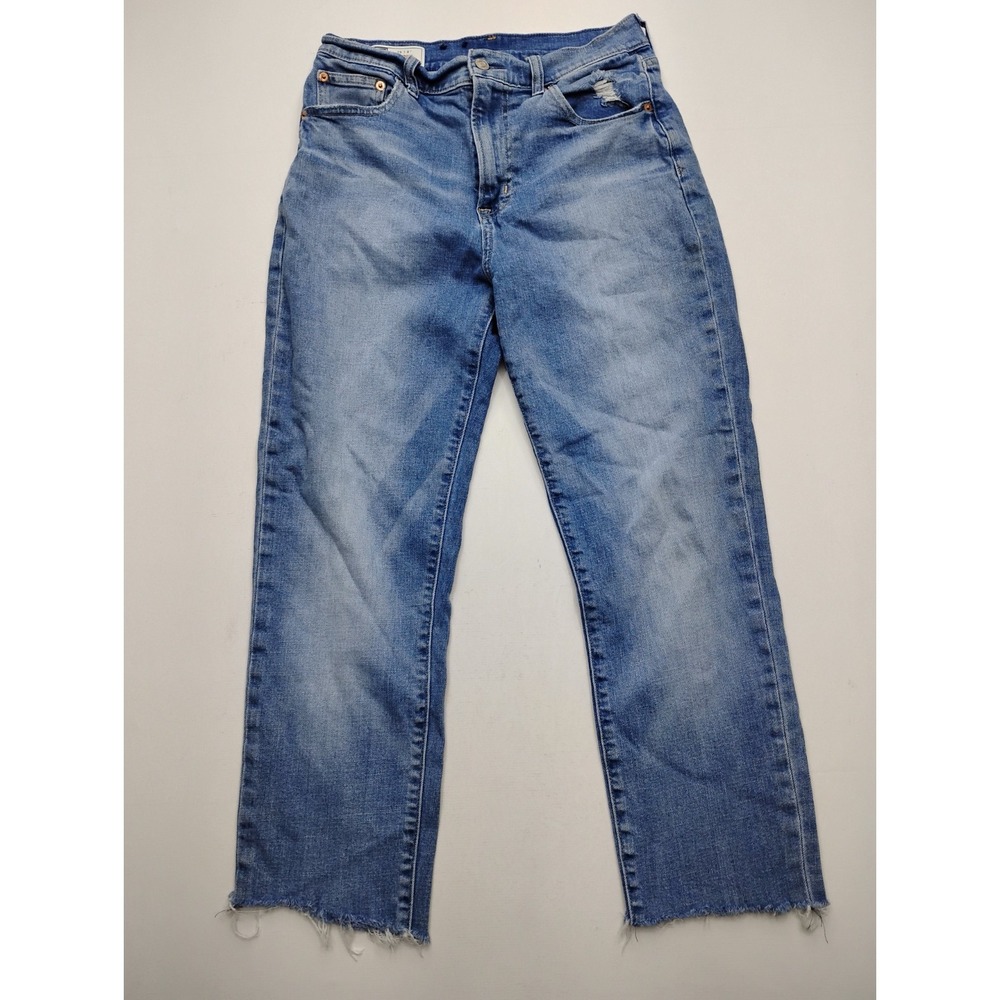 Gap Girlfriend High Rise Jeans 8 Cropped straight fit raw hem